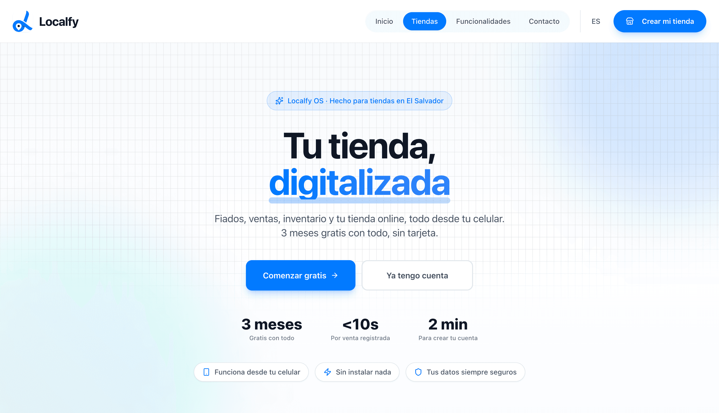Localfy page for merchants: your store, digitized
