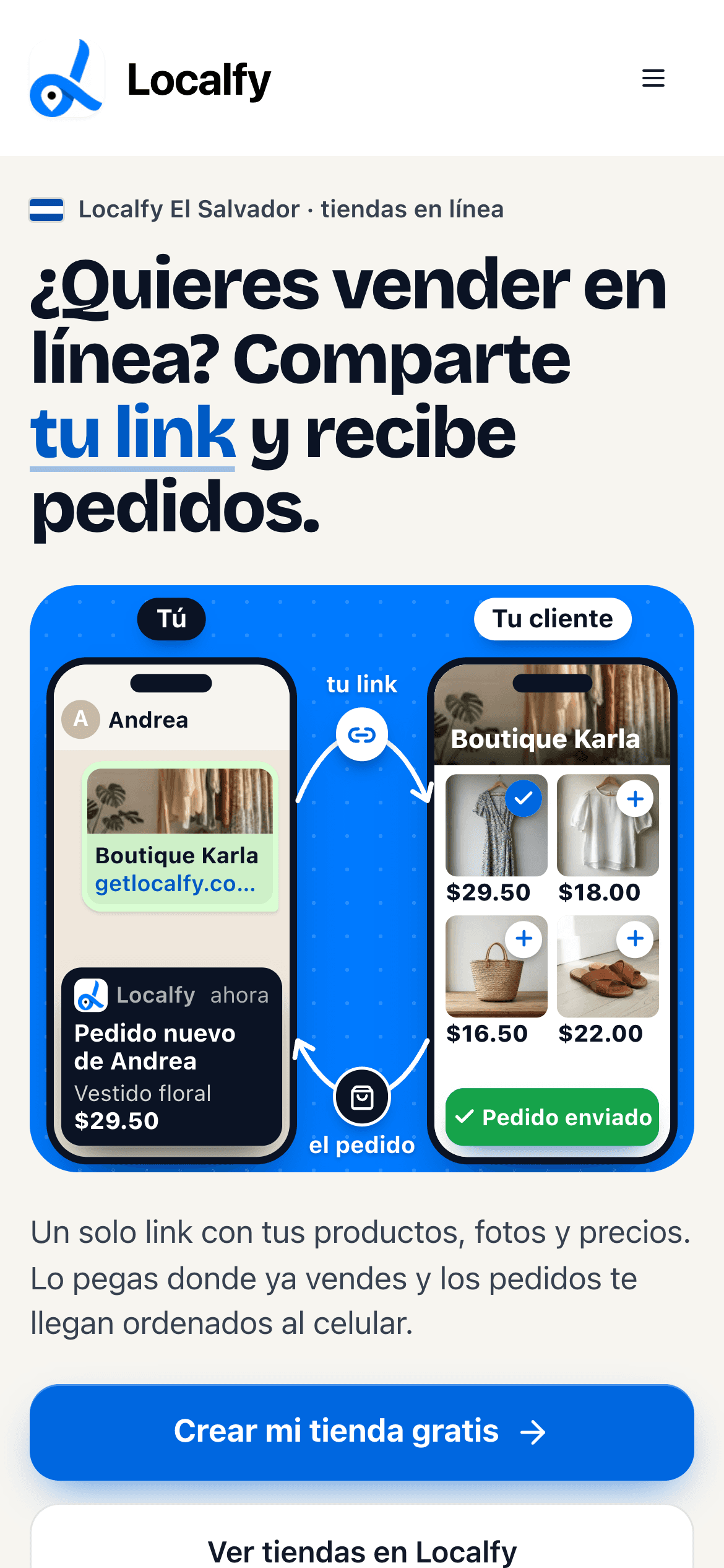 Localfy home page on a phone
