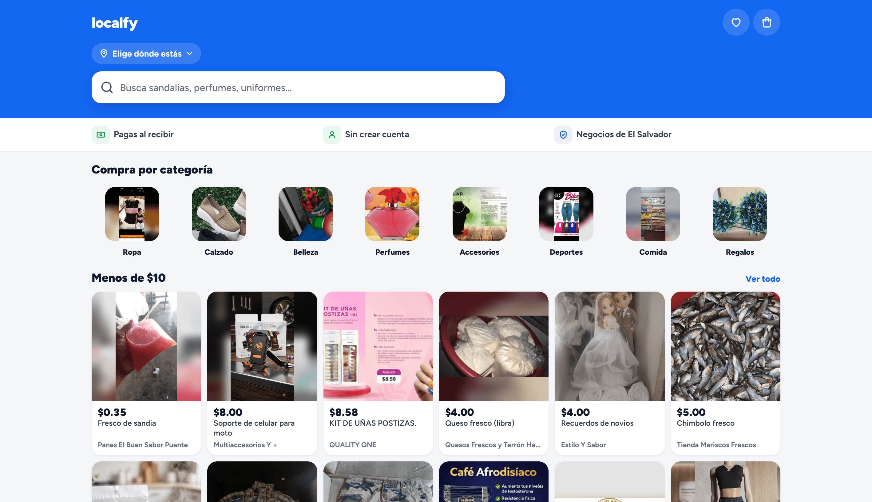Localfy store directory with products by category