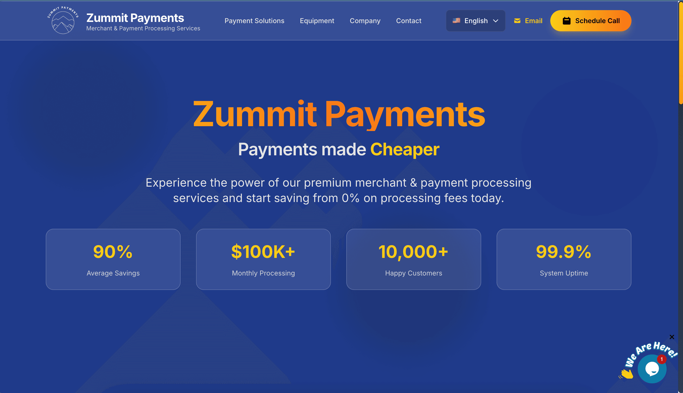 Screenshot of the Zummit Payments website